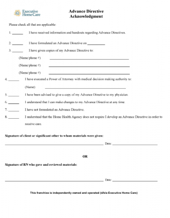 Advance Directive Acknowledgment Form